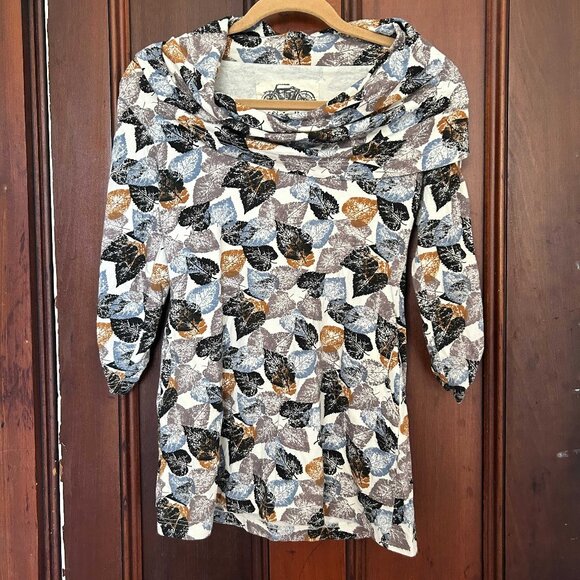 Effie's Heart Julliard Pullover cowl-neck tunic - leaf print - Picture 1 of 4